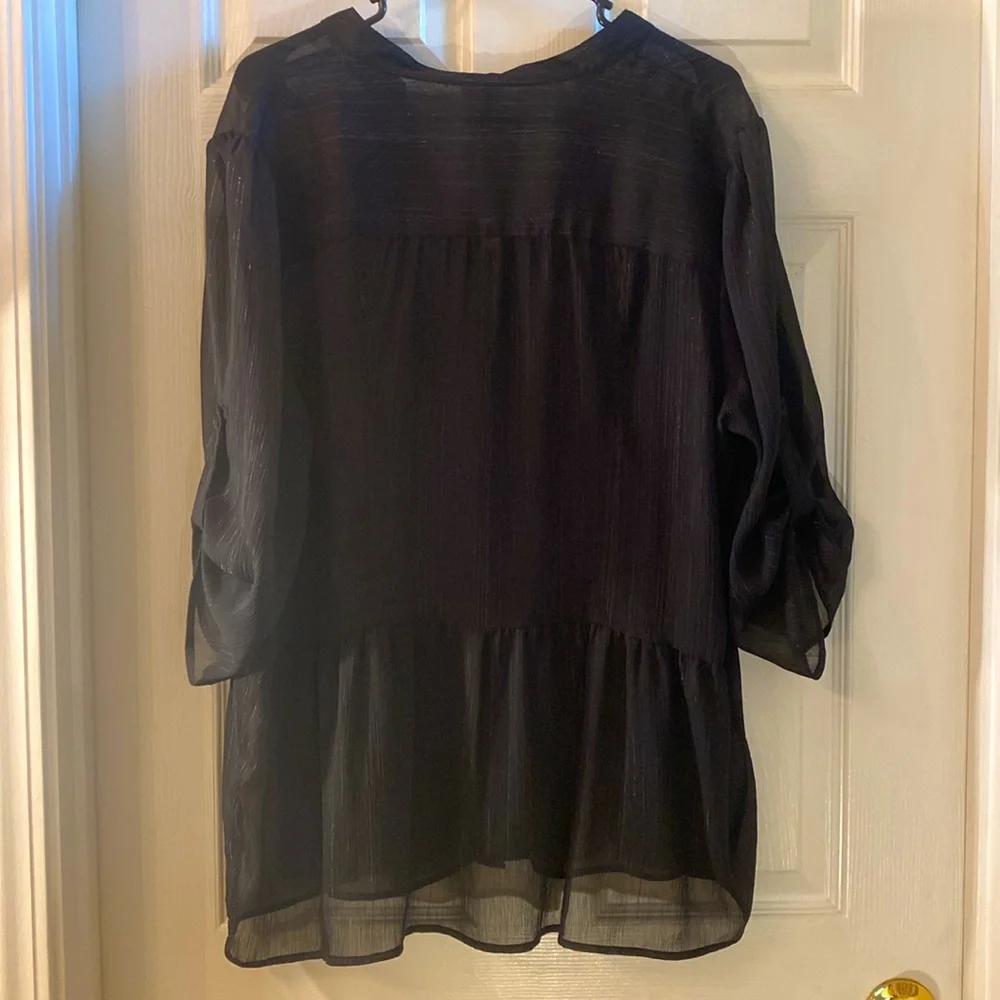 Just My Size Black Sheer Blouse